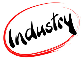 Industry in red hand traced circle