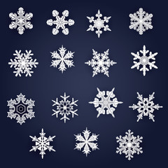 vector snowflakes set - Merry Christmas  ( xmas , winter , snow , new year )