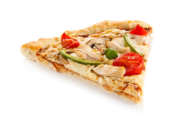 Piece of pizza with mushrooms and artichokes 
