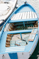 Fototapeta na wymiar old blue wooden fishing boat