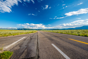 Empty open highway in Wyoming