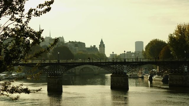 A bridge in Paris in morning light.