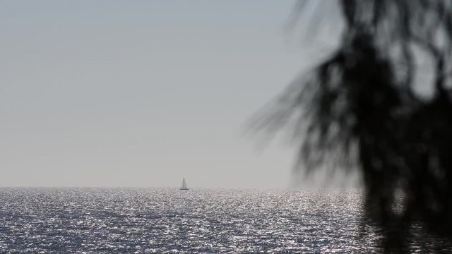 Una barca a vela solca il mare lucente in estate