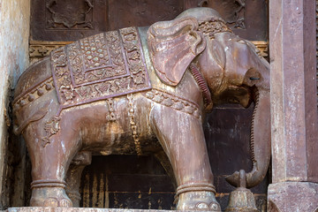 Sculpture of elephant in Indian city Orchha