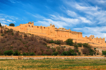 Fototapeta na wymiar Scenic view of Amber or Amer fort in Jaipur, India