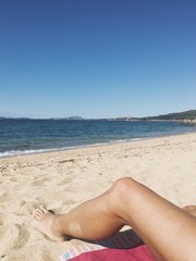 Fototapeta na wymiar man on the beach of Sardinia, Italy