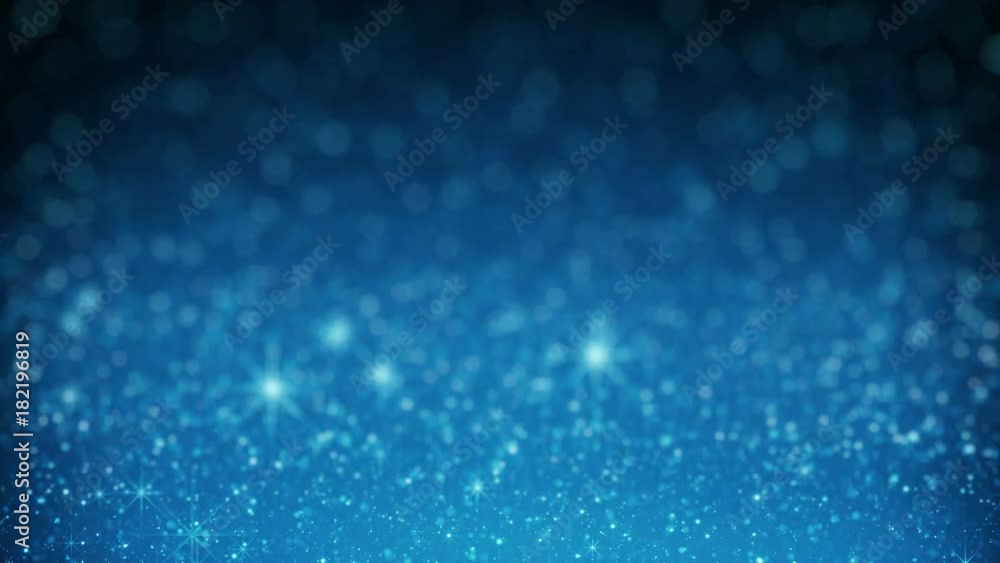 Poster blue glitter in light rays. abstract holiday motion background. computer generated seamless loop ani