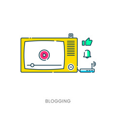 Obraz premium Template blogging infographics. Concept for website banners and promotional materials. TV. Modem.