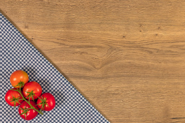 Italian food and raw ingredients on wooden background. Top view with space for your text.
