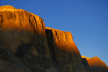 Sunset scenic image in the Dolomites, Sella Group, Italy, Europe