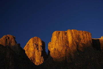 Sunset scenic image in the Dolomites, Sella Group, Italy, Europe