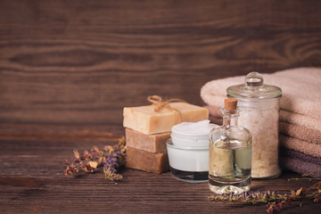 Spa products for facial and body care.