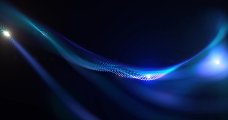 3D Abstract shape. Dots and Lines with Depth of Field.