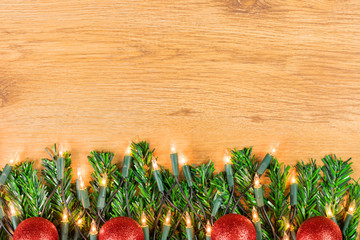 Fototapeta na wymiar Christmas decoration on wooden background.