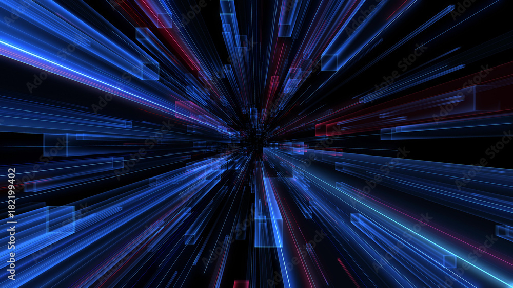 Poster abstract blocks background. light line, 3d rendering. kaleidoscope block