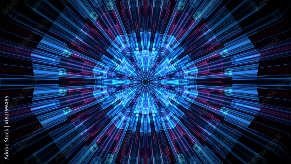 Poster abstract blocks background. light line, 3d rendering. kaleidoscope block