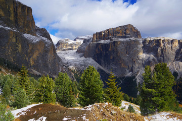 Sunset light on the Dolomites, Sella Group, Italy, Europe