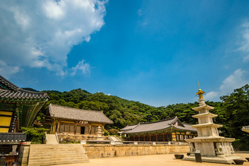 Naklejka premium yesan-gun, Chungcheongnam-do, South Korea - Sudeoksa is an old temple in Korea built in 1308.