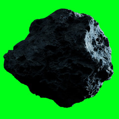 Dark rock asteroid isolated 3D rendering