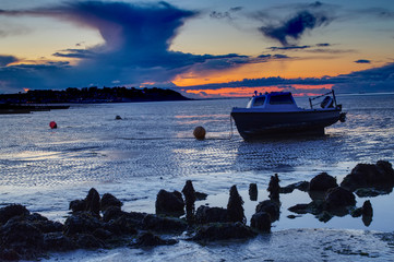 Leysdown on Sea Kent at Sunset Boat on Sands