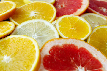 Fototapeta na wymiar Orange grapefruit and lemon cut