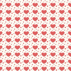Seamless hand drawn sketchy hearts pattern texture, red and pink hearts background design elements for Valentine's day. Vector illustration