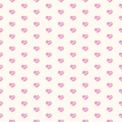 Seamless hand drawn sketchy hearts pattern texture, red and pink hearts background design elements for Valentine's day. Vector illustration