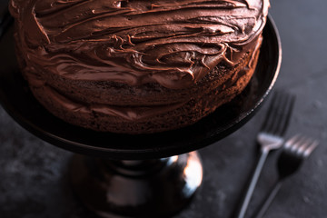 Chocolate Cake on a Cake Plate