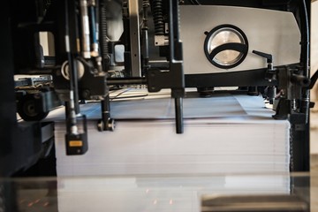 Offset machine. Printing newspaper high speed.