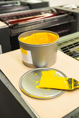Detail of rollers in offset printing machine
