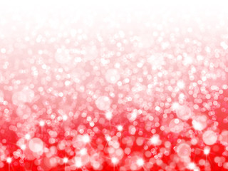 Red bokeh Valentine background with soft light on top and flare.