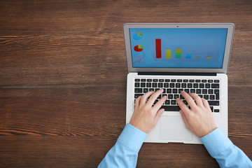 Fototapeta premium Marketing manager working with laptop at office table