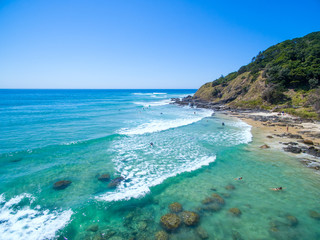 An aerial view of Wategoes Beach at Byron Bay in New South Wales, Australia
