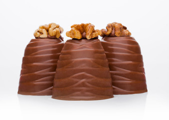 Luxury elegant milk chocolate candy with walnut