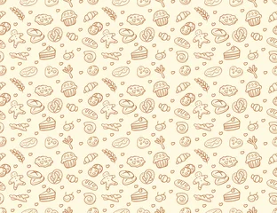 Tuinposter Seamless vector bakery & pastry pattern © Fredy Sujono