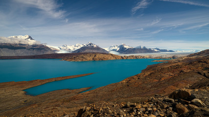 Glaciar Upsala, moraine and bedrock polished in ancient times when the glacier was greater, El Calafate, Argentinian Patagonia