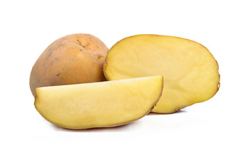 Potatoes with soil attached isolated on white background