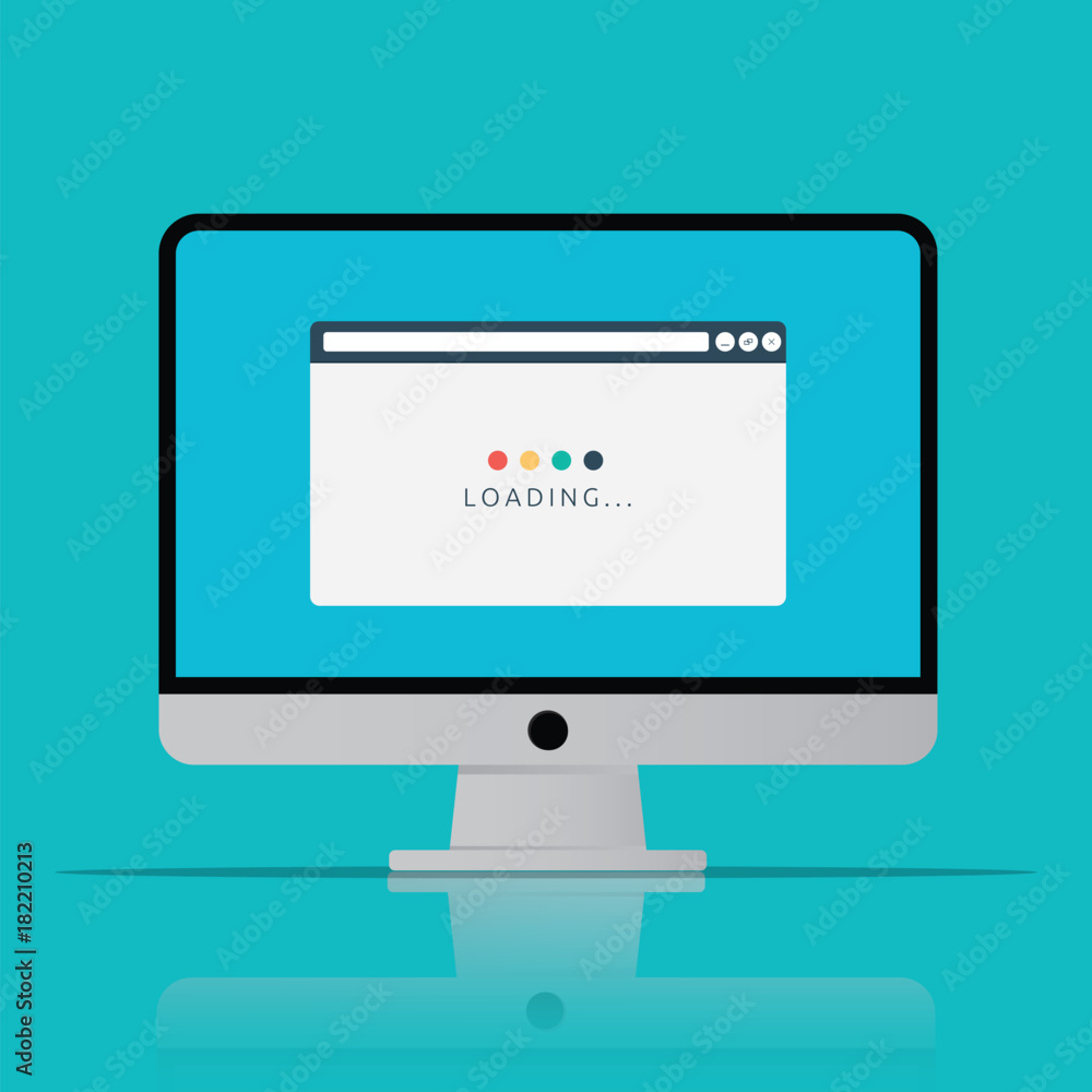 Poster loading page browser icon computer in flat style vector illustration