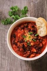 Homemade Turkey Chili with beans and scallions / Thanksgiving Leftovers