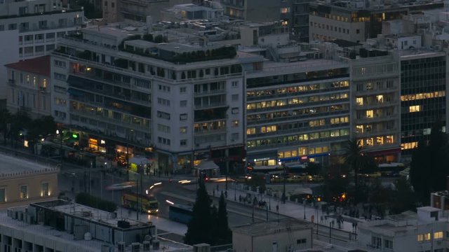 syntagma square at night, athens, greece