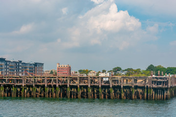 Fototapeta na wymiar Old abandonned pier in Boston