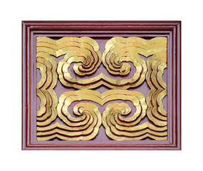 Pattern of flower carved on wood for decoration isolated on white background