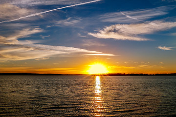 Sunset over a Oklahoma lake.