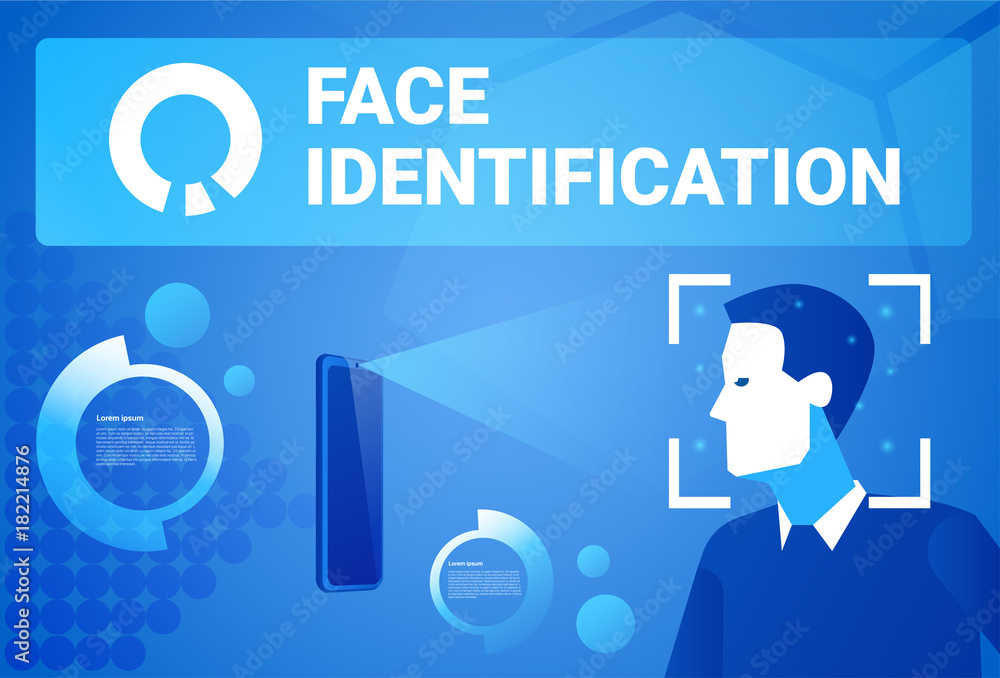 Poster face identification smart phone scan male face modern access control technology recognition system c