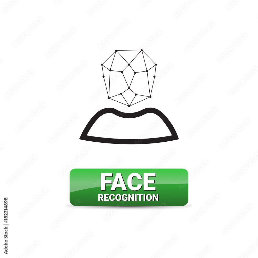 Poster face recognition button access control system scanning technology biometrical identification concept