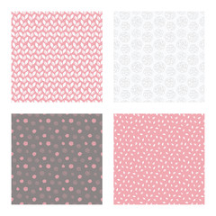 set of vector seamless floral and leaf patterns, abstract background illustrations