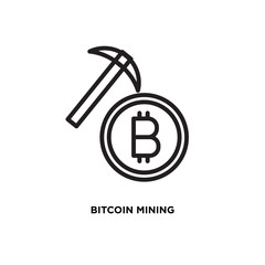 Bitcoin mining vector icon