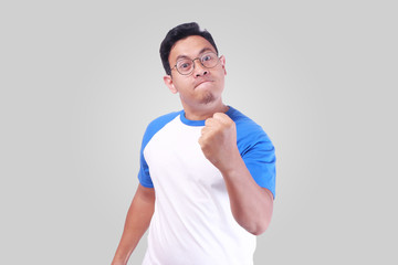 Angry Asian Man Expression Ready to Fight