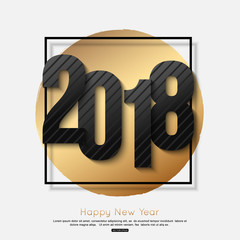 2018 Happy New Year or Christmas background greeting card design. Vector illustration