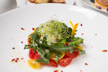 Healthy balanced eating. Vegetable salad. Vegetarian food background. Haute cuisine concept